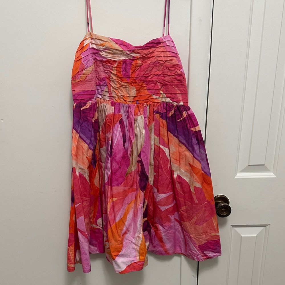 H&M Pink and Orange Strapless Dress